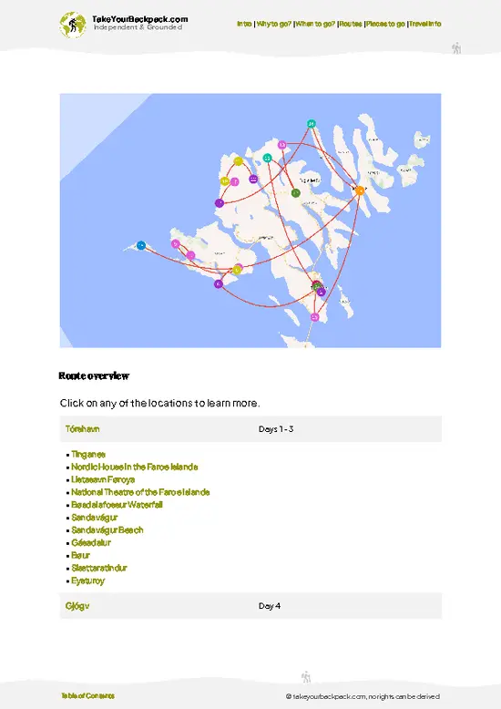 example page 4 from our offline Travel Guide for Faroe Islands